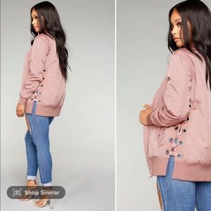 Fashion Nova Lace Me Up Mauve Bomber Jacket - Size XL
